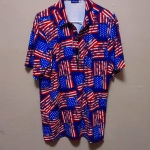 Hreski Golf Shirt American Flag Design